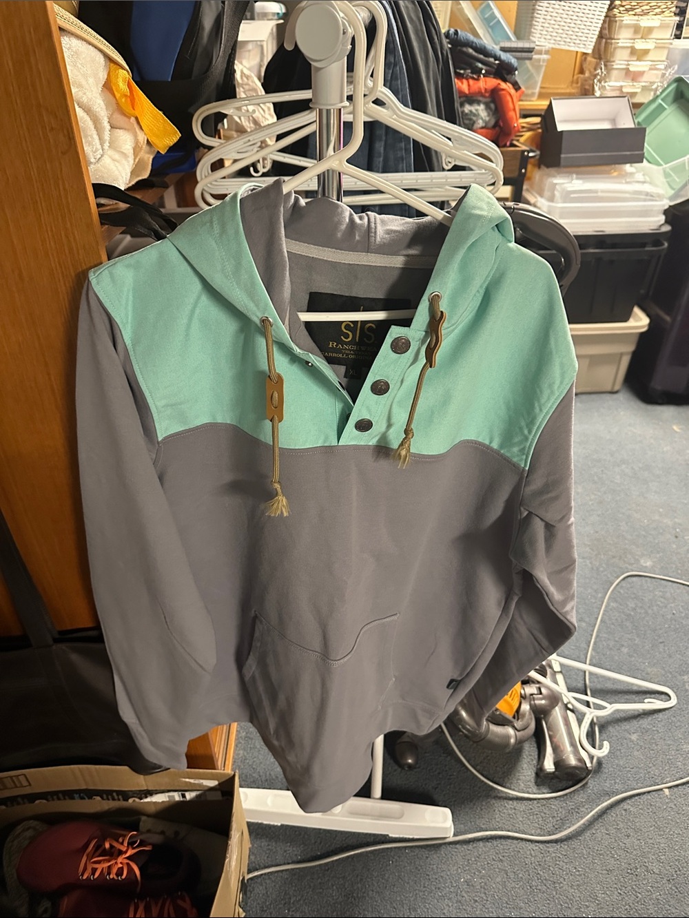STS Ranchwear Mint & Gray Hooded Pullover
